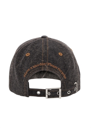 Denim cotton washed cap Washed Black/Black A6921 Ganni 